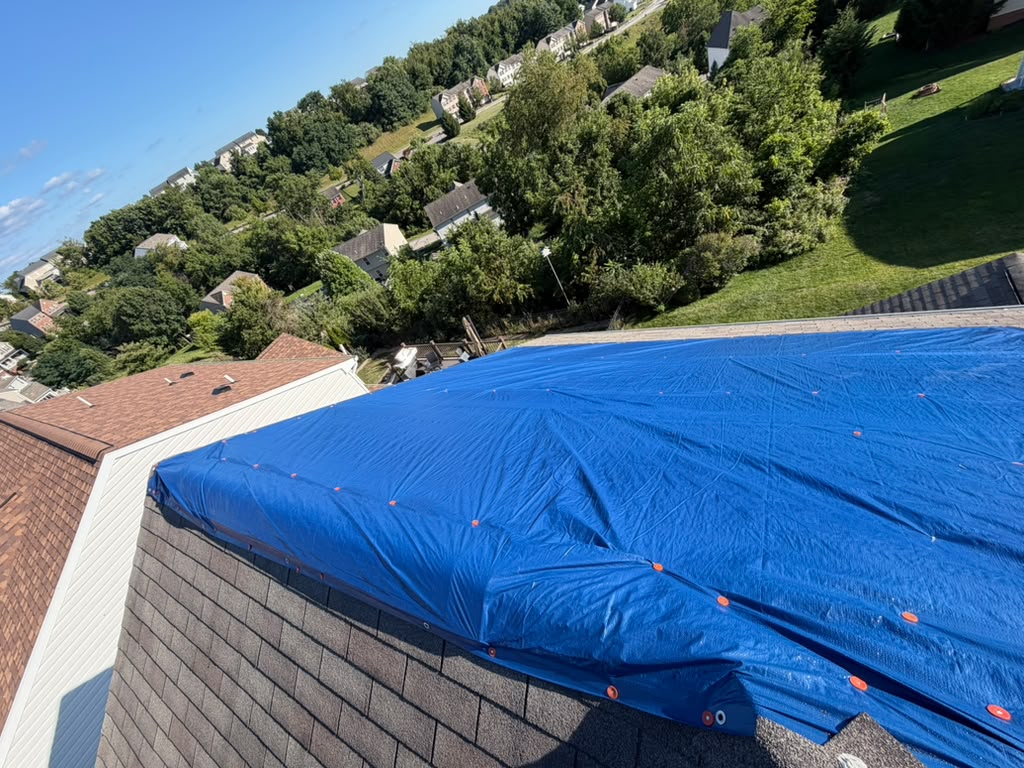 Storm damage repair by Sky Roofing Contractor Corp